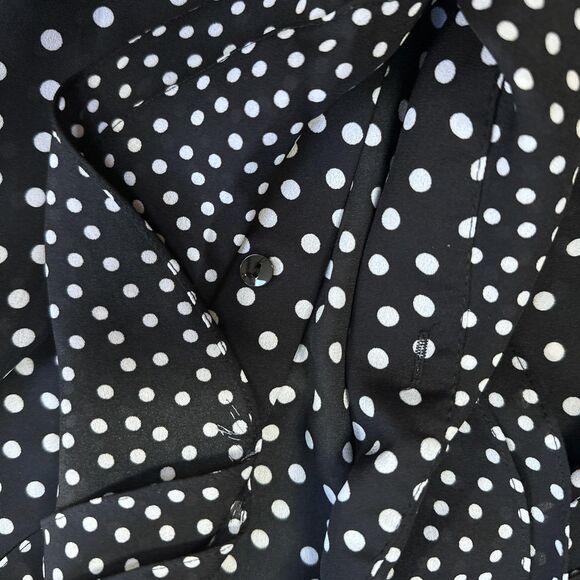 Jones New York Shirt Womens 2X Black White Polka Dot Ruffle Sheer Blouse LS - Picture 5 of 11